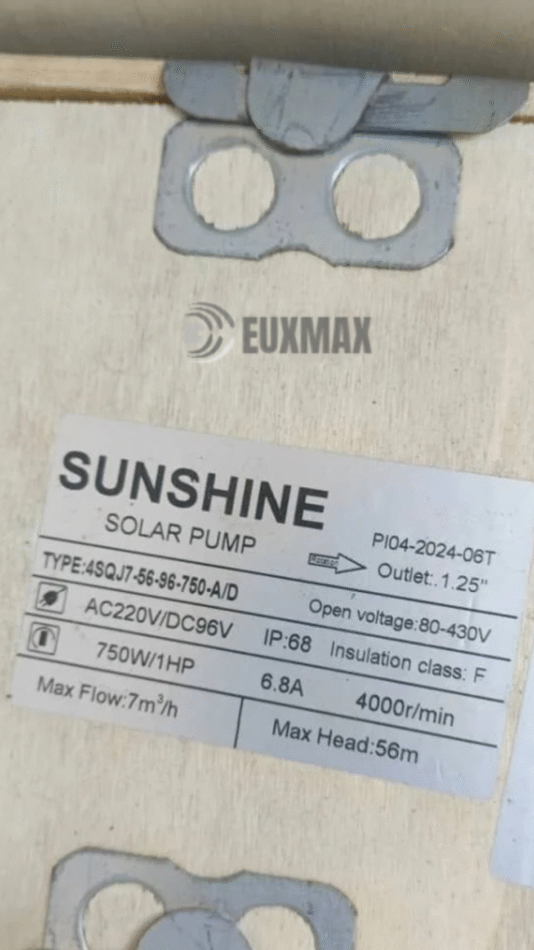 Sunshine 750W Solar 1HP Water Pump - Image 2